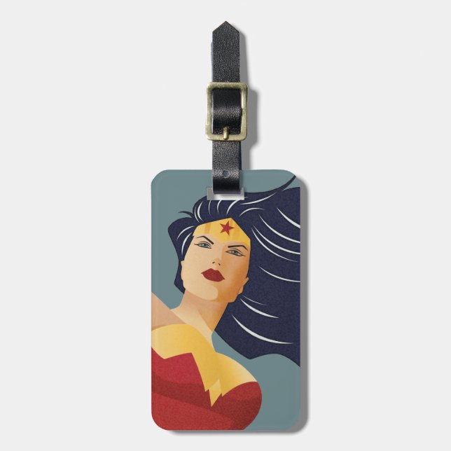 Wonder Woman Retro City Sunburst Luggage Tag (Front Vertical)