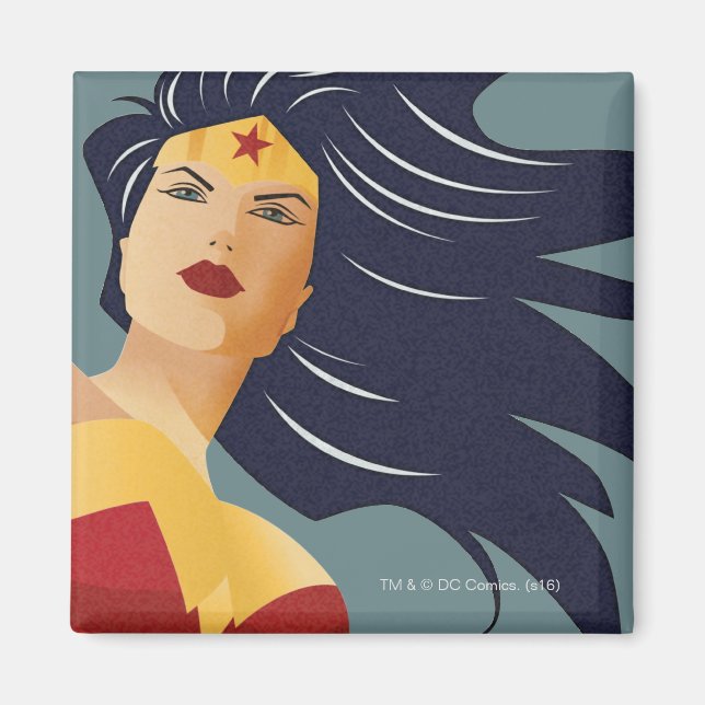 Wonder Woman Retro City Sunburst Magnet (Front)