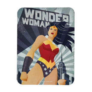 Wonder Woman Retro City Sunburst Magnet