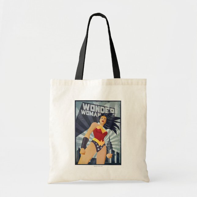 Wonder Woman Retro City Sunburst Tote Bag (Front)
