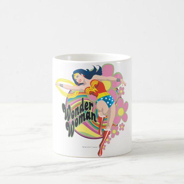 Wonder Woman Retro Flowers Coffee Mug (Center)