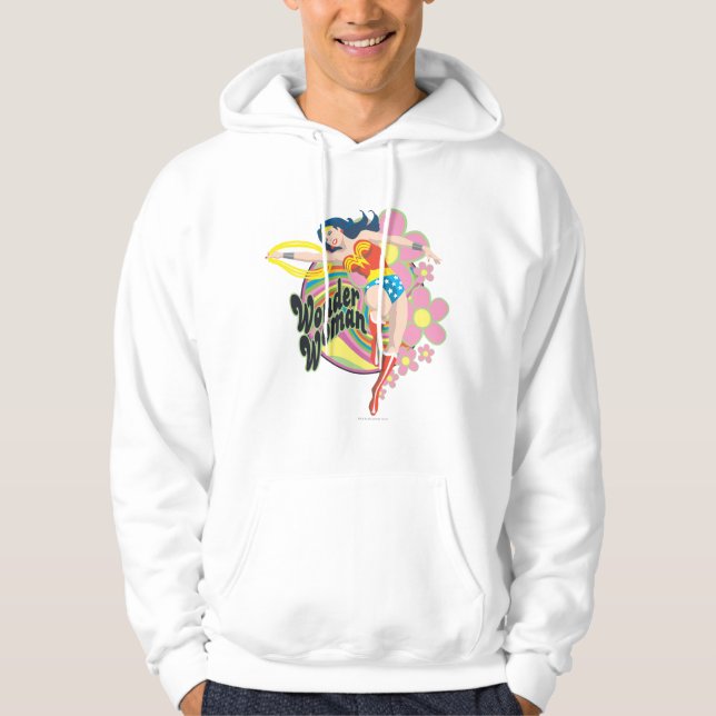 Wonder Woman Retro Flowers Hoodie (Front)