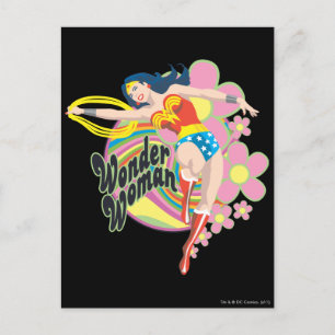 Wonder Woman Retro Flowers Postcard