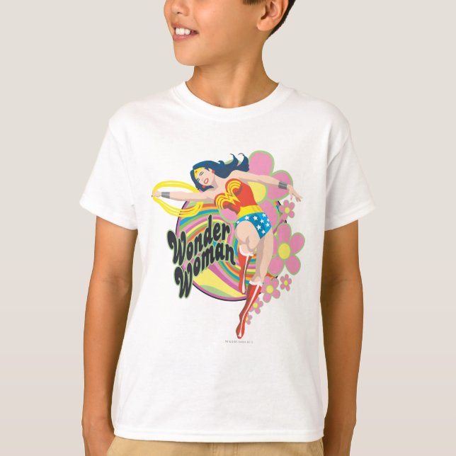 Wonder Woman Retro Flowers T-Shirt (Front)