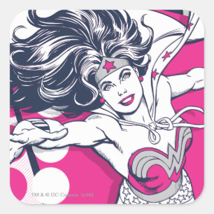 Wonder Woman Retro Glam Character Art Square Sticker