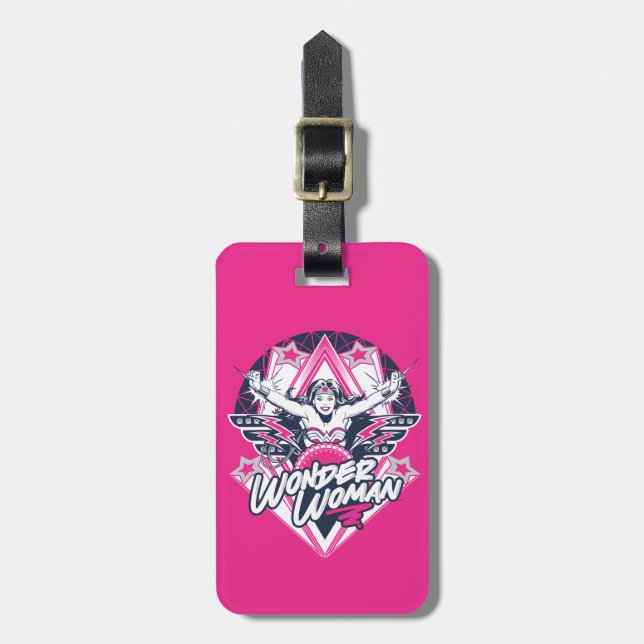 Wonder Woman Retro Glam Rock Graphic Luggage Tag (Front Vertical)