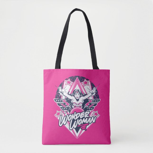 Wonder Woman Retro Glam Rock Graphic Tote Bag (Front)