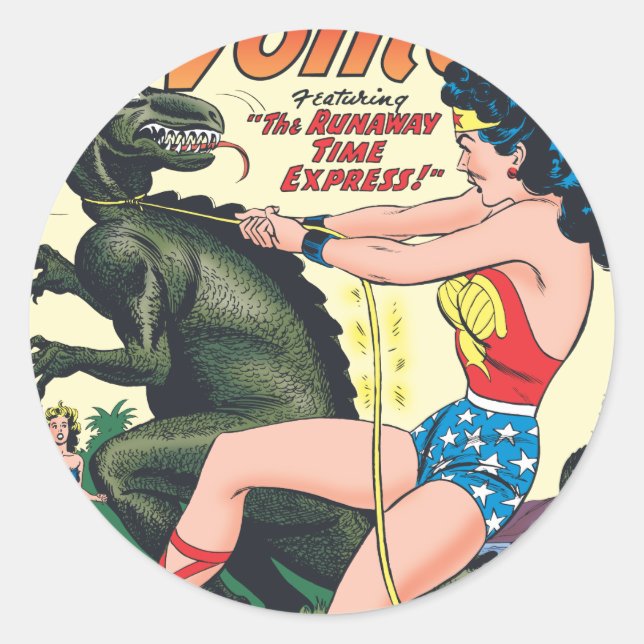 Wonder Woman Runaway Time Express Classic Round Sticker (Front)