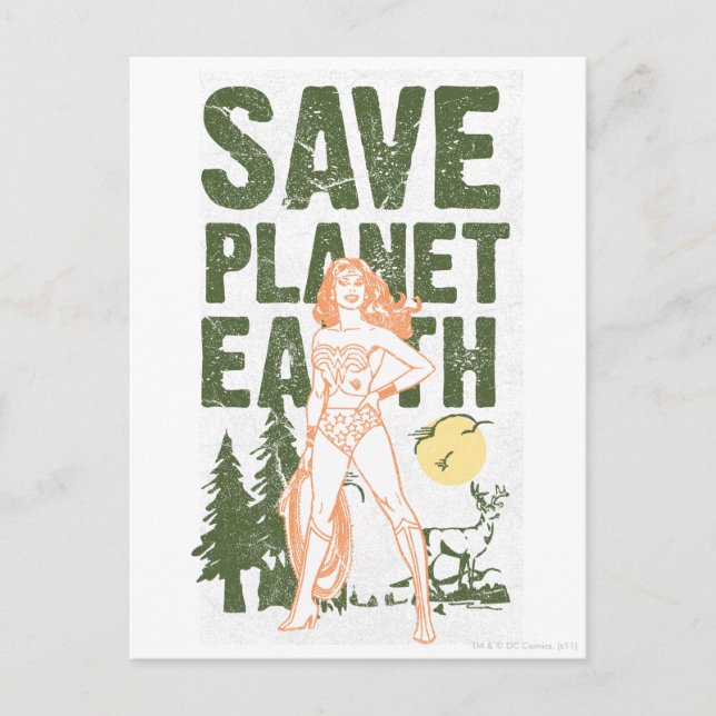 Wonder Woman Save Planet Earth Postcard (Front)