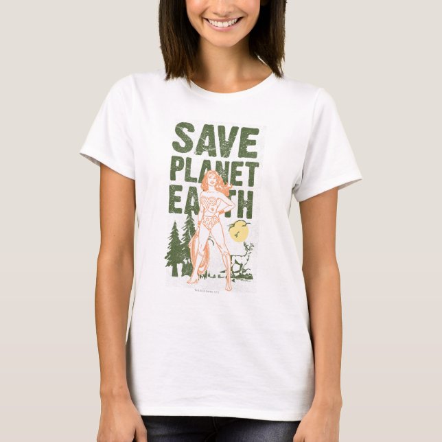 Wonder Woman Save Planet Earth T-Shirt (Front)