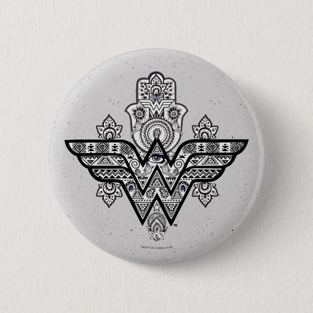 Wonder Woman Spiritual Paisley Hamsa Logo 6 Cm Round Badge (Front)