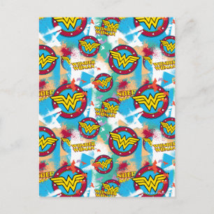 Wonder Woman Spray Paint Pattern Postcard