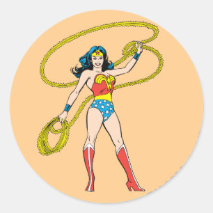 Wonder Woman Standing with Lasso Classic Round Sticker