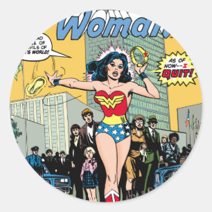 Wonder Woman Starring Pat Carbine Classic Round Sticker