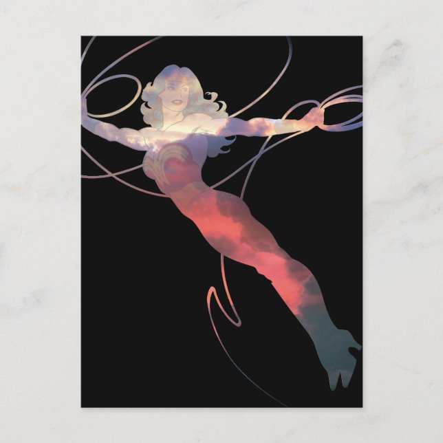 Wonder Woman Sunset Sky Silhouette Postcard (Front)