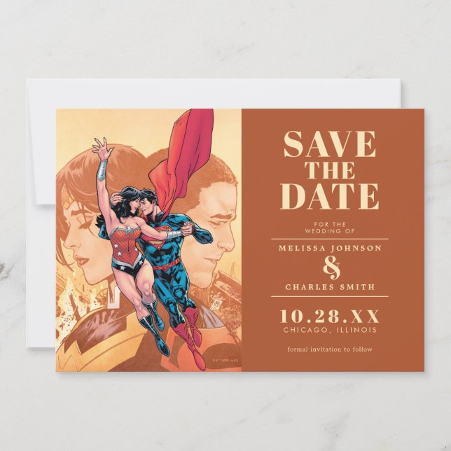 Wonder Woman & Superman Save the Date Invitation (Front)