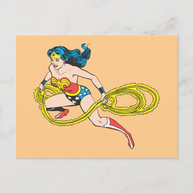Wonder Woman Swinging Lasso Left Postcard (Front)