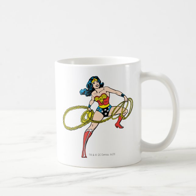 Wonder Woman Swinging Lasso Right Coffee Mug (Right)