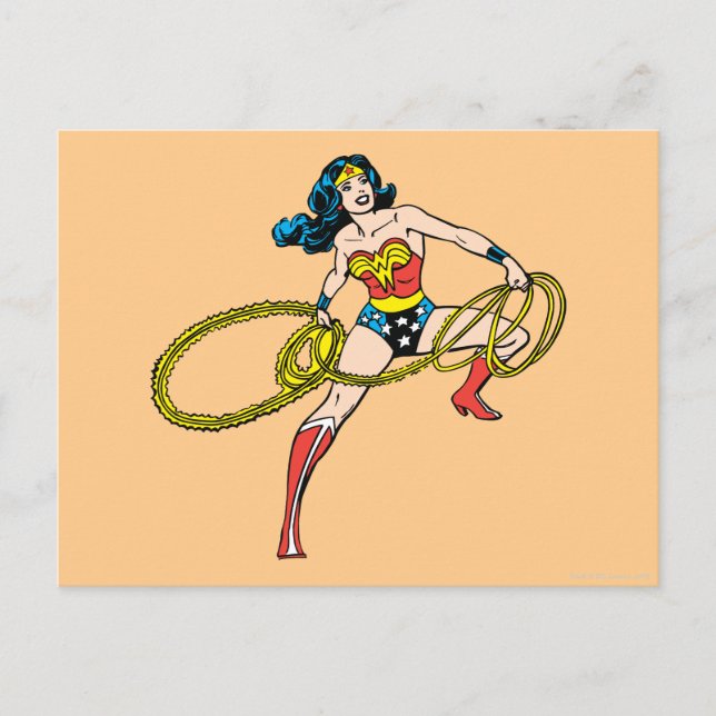 Wonder Woman Swinging Lasso Right Postcard (Front)