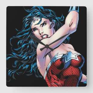 Wonder Woman Swinging Sword Square Wall Clock