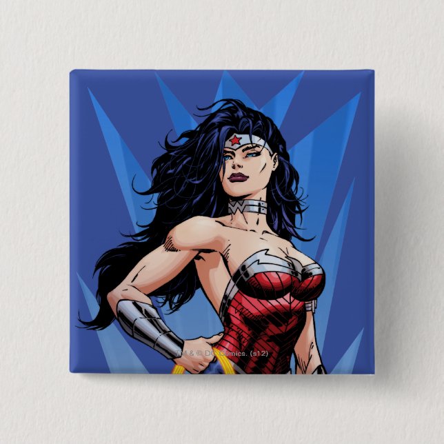 Wonder Woman & Sword 15 Cm Square Badge (Front)