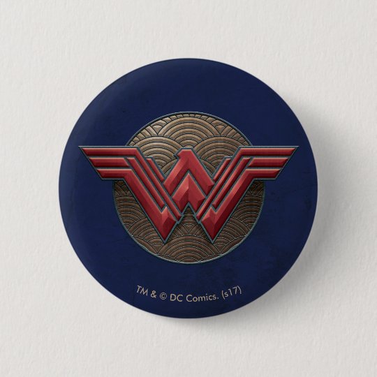 Wonder Woman Symbol Over Concentric Circles 6 Cm Round Badge