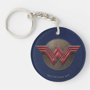 Wonder Woman Symbol Over Concentric Circles Key Ring