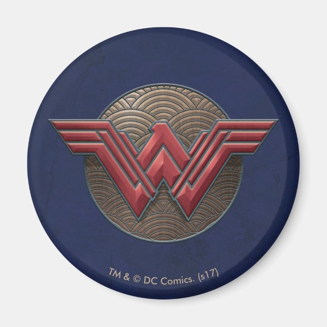 Wonder Woman Symbol Over Concentric Circles Magnet (Front)