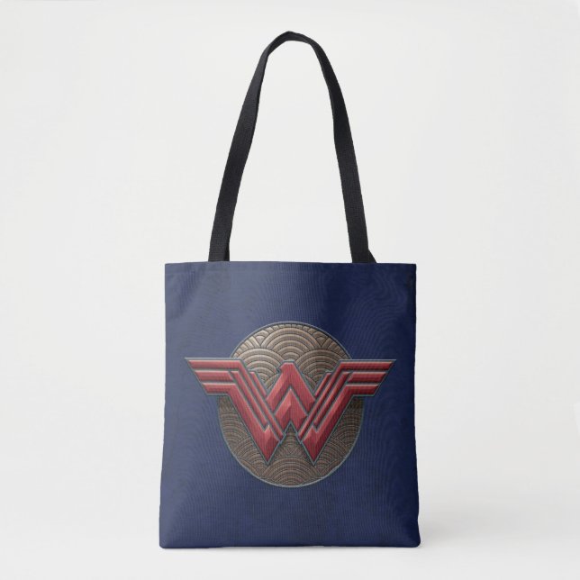 Wonder Woman Symbol Over Concentric Circles Tote Bag (Front)