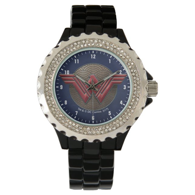 Wonder Woman Symbol Over Concentric Circles Watch (Front)