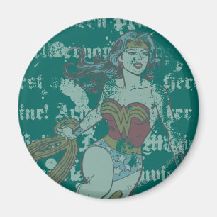 Wonder Woman Text Background Magnet