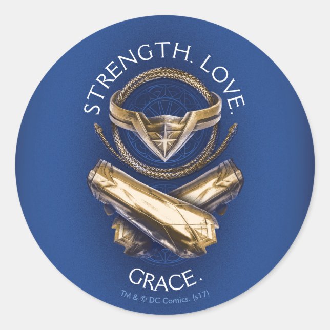 Wonder Woman Tiara, Lasso, and Bracelets Classic Round Sticker (Front)