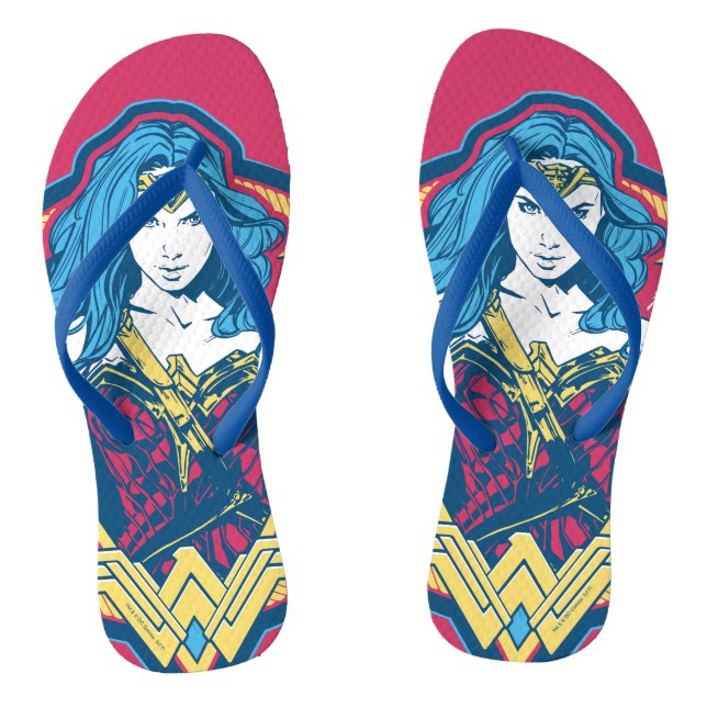 Wonder Woman Tri-Colour Graphic Flip Flops (Footbed)