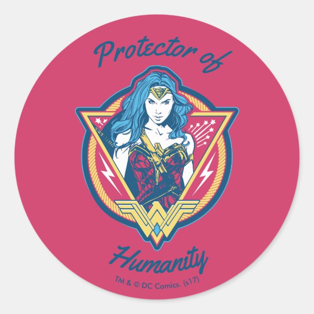 Wonder Woman Tri-Colour Graphic Template Classic Round Sticker (Front)