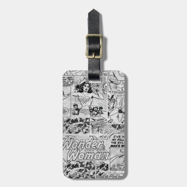 Wonder Woman Vintage Comic Pattern Luggage Tag (Front Vertical)
