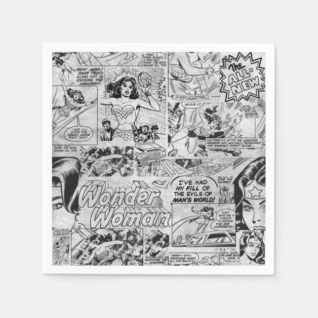 Wonder Woman Vintage Comic Pattern Napkin (Front)