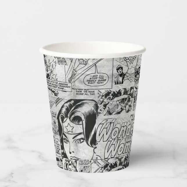 Wonder Woman Vintage Comic Pattern Paper Cups (Front)