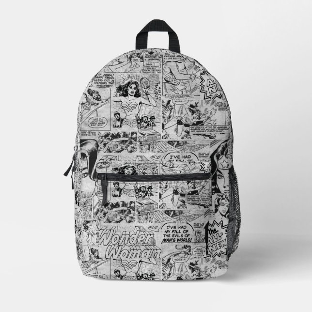 Wonder Woman Vintage Comic Pattern Printed Backpack (Front)