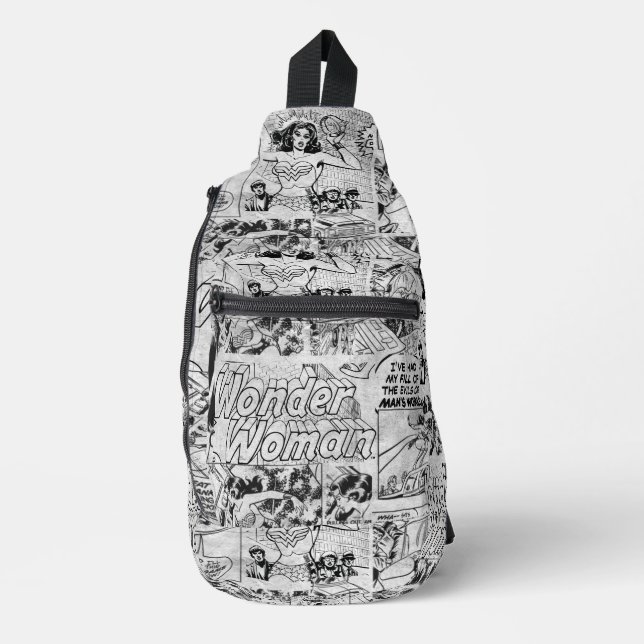 Wonder Woman Vintage Comic Pattern Sling Bag (Front)