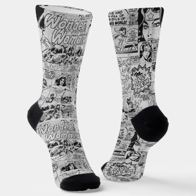 Wonder Woman Vintage Comic Pattern Socks (Angled)