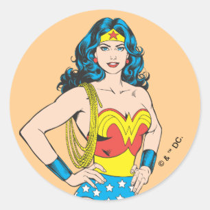 Wonder Woman   Vintage Pose with Lasso Classic Round Sticker