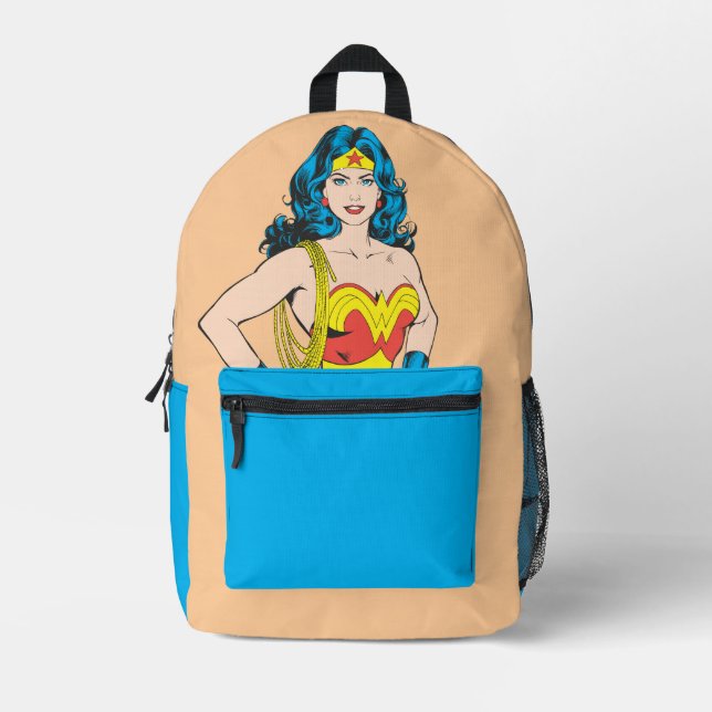 Wonder Woman | Vintage Pose with Lasso Printed Backpack (Front)