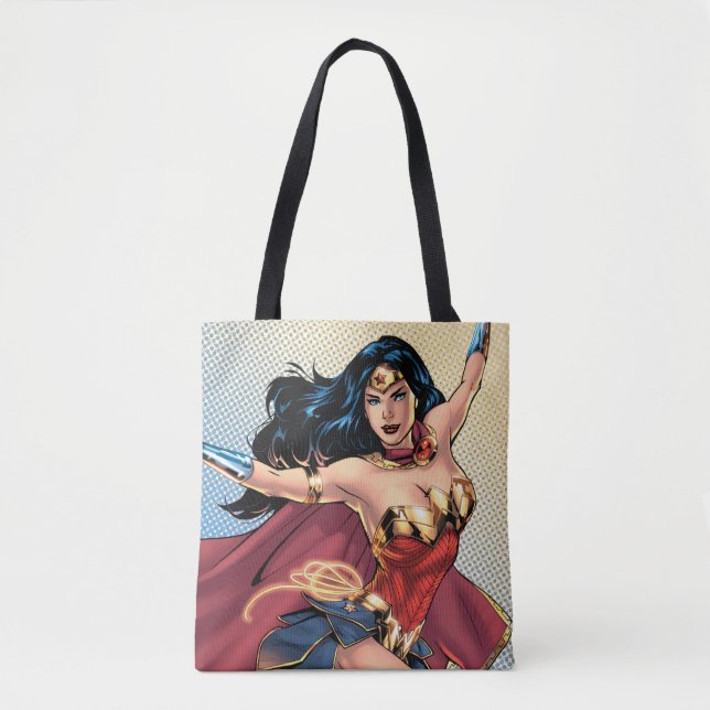 Wonder Woman Wearing Cape Tote Bag (Front)