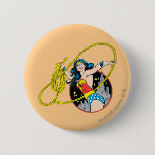 Wonder Woman with City Background 6 Cm Round Badge