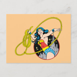 Wonder Woman with City Background Postcard