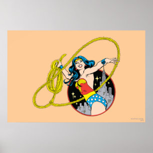 Wonder Woman with City Background Poster