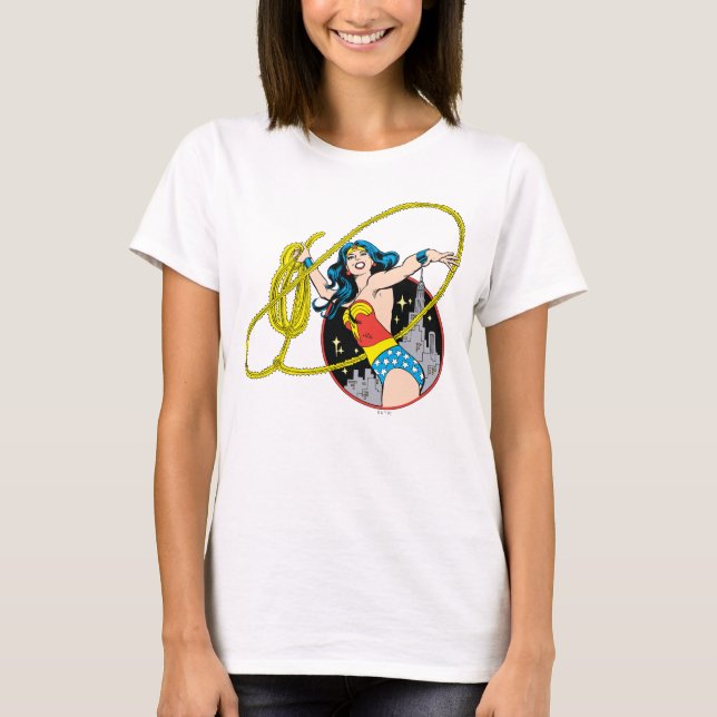 Wonder Woman with City Background T-Shirt (Front)