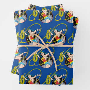 Wonder Woman with City Background Wrapping Paper Sheet