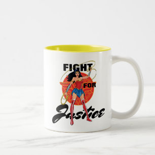 Wonder Woman With Lasso - Fight For Justice Two-Tone Coffee Mug