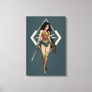 Wonder Woman With Sword Comic Art Canvas Print